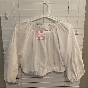 White crop, open back top- NWT